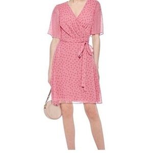 Diane Von Furstenburg DVF Kathy Rose Dots Foxglove Wrap Dress Size 6